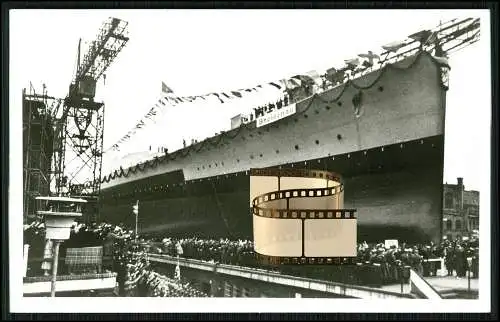 Foto AK - Stapellauf des Schlachtschiffes Gneisenau 1936 - Deutsche Werke Kiel