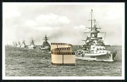 Foto AK - Flottenparade Schlachtkreuzer Panzerschiffe - Deutsche Kriegsschiffe