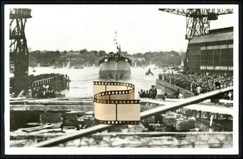 Foto AK - Panzerschiff Deutschland Stapellauf 1931 Kiel - Deutsches Kriegsschiff