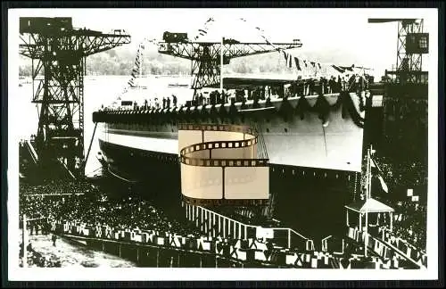 Foto AK - Panzerschiff Deutschland Stapellauf 1931 Kiel - Deutsches Kriegsschiff