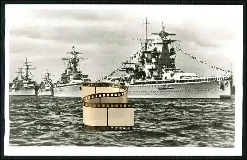 Foto AK Flottenparade Schlachtkreuzer Panzerschiffe -Deutsche Kriegsschiffe 1936