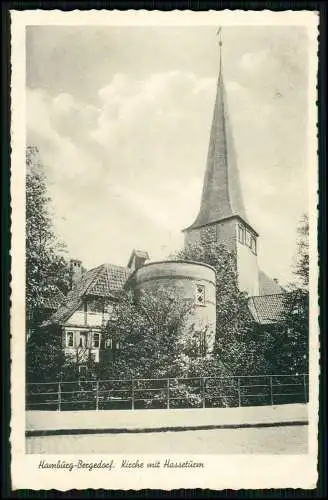 AK - Hamburg Bergedorf - Kirche mit Hasseturm - Straßenpartie um 1930