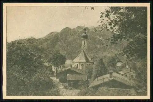 Künstler AK Lenggries an der Isar - Blick zur Kirche - Kunstdruck Lehle München