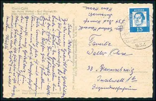 AK - Bad Honnef Rhein - Insel Grafenwerth Boote Anleger -Hintergrund Drachenfels