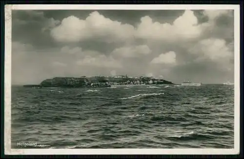 Echt Foto AK - Nordseeinsel Helgoland - Blick zur Insel Dampfer - 1937 gelaufen