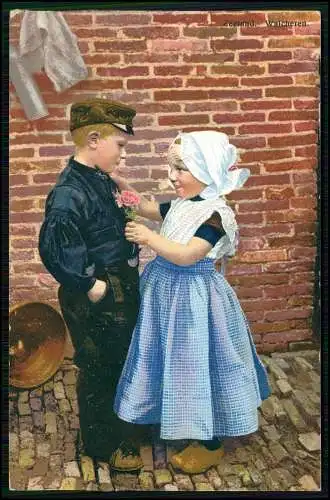 AK - Niederlande Volendamer Tracht Kinder - gel.  1916 Feldpost Inf. Rgt. 125