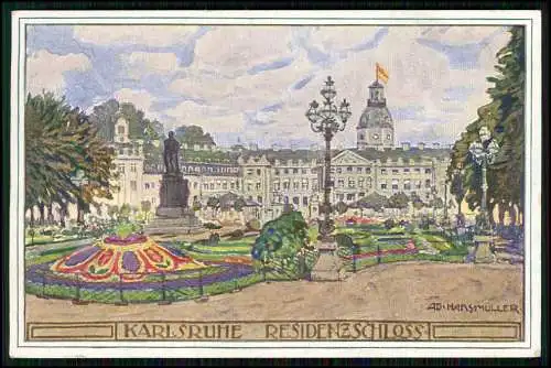 Künstler AK von Hans Müller - Karlsruhe in Baden Residenzschloss - 1916 gelaufen