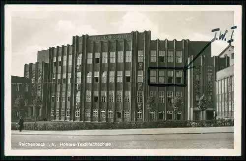 2x AK - Reichenbach im Vogtland - Höhere Textil Fachschule ... Göltzschtalbrücke