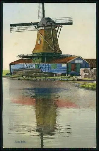3x alte AK - Holland Zaandam Windmill Windmühle Tracht Segelboote Kinder ....