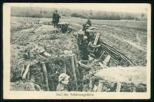 AK 1. WK - deutsche Soldaten - Bau von Schützengräben - 1916 Feldpost gelaufen