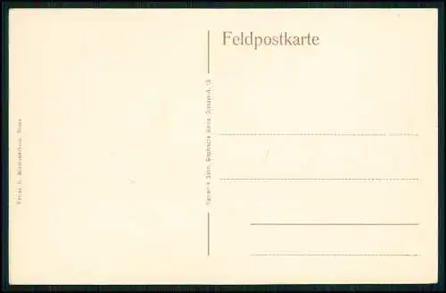 AK 1. WK - Karikatur Zwei deutsche Soldaten im Gespräch - Feldpost-Karte