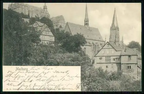 5x alte AK Marburg an der Lahn in Hessen - diverse Ansichten - 1905-10 gelaufen