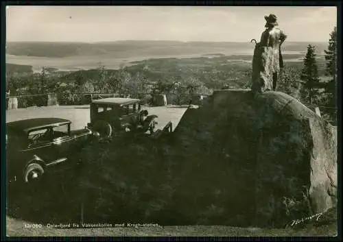 3x Foto AK - Norwegen Oslo-Fjord fra Voksenkollen med Kragh-støtten ......