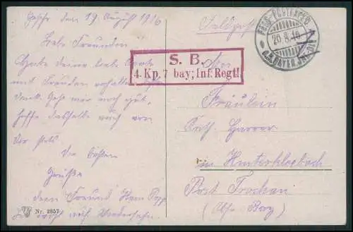 10x AK 1.WK  - S.B. 4. P. Kp 7. bay.  Infanterie Regiment 1916 Feldpost gelaufen