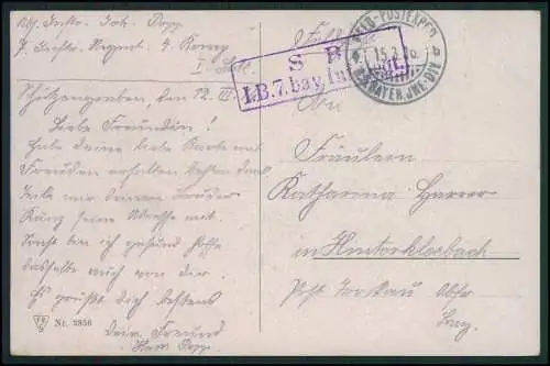 10x AK 1.WK  - S.B. 4. P. Kp 7. bay.  Infanterie Regiment 1916 Feldpost gelaufen
