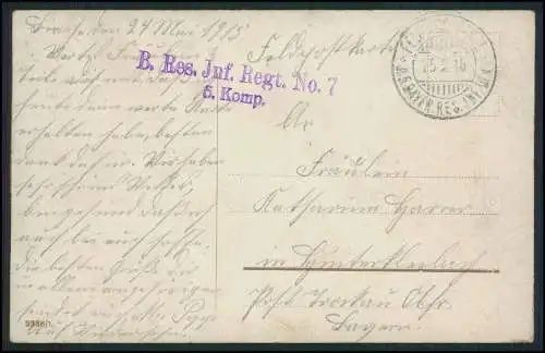 10x AK 1.WK  - S.B. 4. P. Kp 7. bay.  Infanterie Regiment 1916 Feldpost gelaufen
