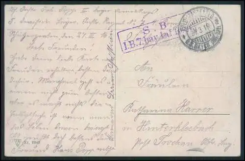 10x AK 1.WK  - S.B. 4. P. Kp 7. bay.  Infanterie Regiment 1916 Feldpost gelaufen