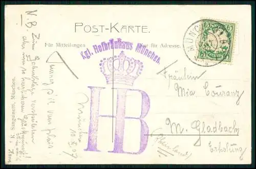 AK - Präge HB - München Hofbräuhaus Gäste Hof -1897 gelaufen großer Stempel HB