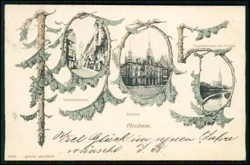 AK - Pforzheim Schwarzwald Bahnhofstraße Rathaus - Jahreszahl 1905 - 1904 gel.