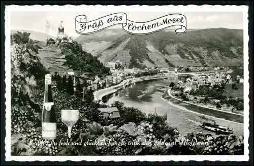 3x AK - Cochem an der Mosel - Wein Werbung - Sesselbahn - Blick auf den Ort ....