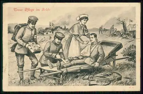 AK 1. WK - Treue Pflege im Felde - Kriegs-Gedenk-Postkarte 1914 - 1915 Feldpost