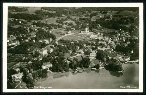 Foto AK - Tutzing am Starnberger See Oberbayern - Fliegeraufnahme Karte gelaufen