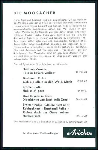 volkstümliche Musikgruppe - Die 3 lustigen Moosacher München  - Autogramm 1950er