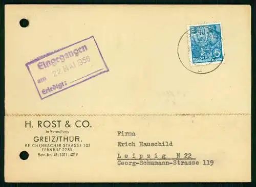 7x Karte - Hauschild Gummiwaren Leipzig 1956 - versendet an Firmen SN - ST - DDR