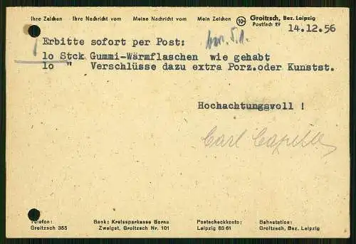 7x Karte - Hauschild Gummiwaren Leipzig 1956 - versendet an Firmen SN - ST - DDR