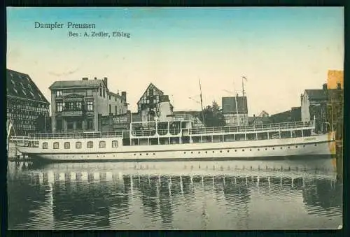 AK - Elbląg Elbing Westpreußen - Dampferanlegestelle Dampfer Preussen -1912 gel.