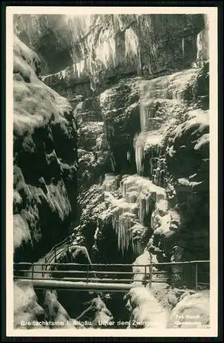 4x Foto AK - Breitachklamm bei Oberstdorf-Tiefenbach - Unter dem Zwingsteg -1938
