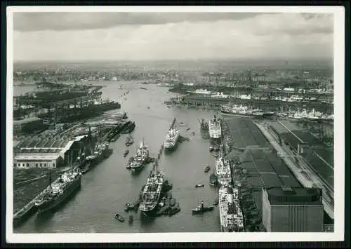 4x Foto AK - Hamburg - Bismarckdenkmal Hafen Schiffe Luftbild und andere - 1939
