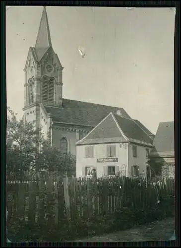 Foto 11x8cm - unbekantes Dorf mit Kirche und Wirtschaft Gasthof - Wo ? - 1933