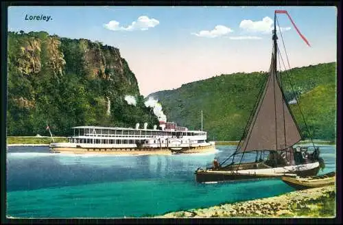 7x AK - Der Rhein Dampfer und Burgen - Ehrenfels Rheinfels Marksburg Drachenfels