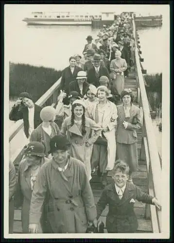 2x Echt Foto AK - Hamburg Seebrückenpromenade Gäste verlassen Dampfer  - 1937-39