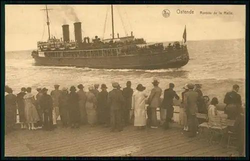 AK - Küste Ostende Westflandern Belgien - Rentrèe de la Malle - Dampfer 1910