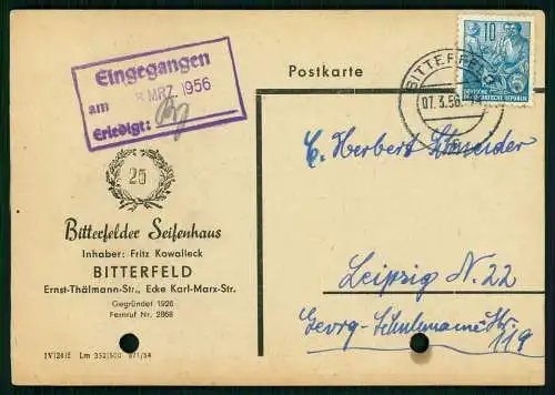 7x Karte - Hauschild Gummiwaren Leipzig 1956 - versendet an Firmen SN - ST - DDR
