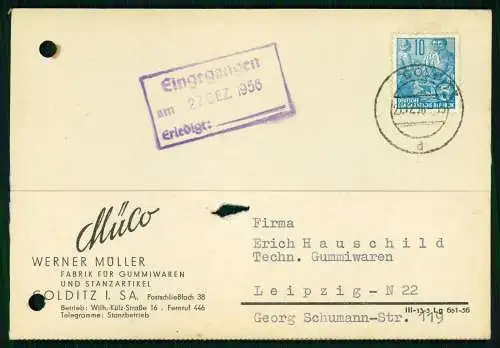 7x Karte - Hauschild Gummiwaren Leipzig 1956 - versendet an Firmen SN - ST - DDR