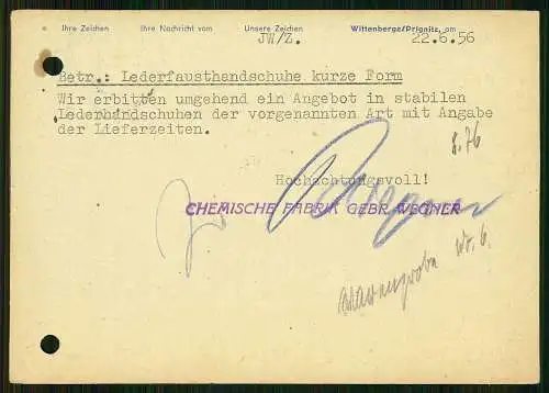 7x Karte - Hauschild Gummiwaren Leipzig 1956 - versendet an Firmen SN - ST - DDR