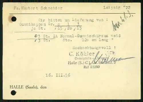 7x Karte - Hauschild Gummiwaren Leipzig 1956 - versendet an Firmen SN - ST - DDR