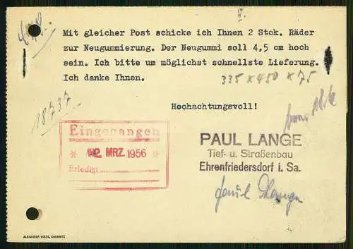 7x Karte - Hauschild Gummiwaren Leipzig 1956 - versendet an Firmen SN - ST - DDR