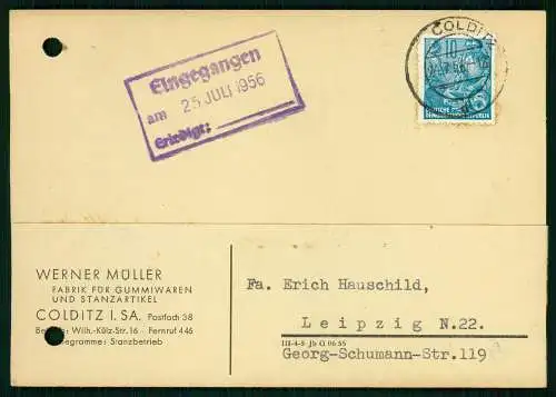 7x Karte - Hauschild Gummiwaren Leipzig 1956 - versendet an Firmen SN - ST - DDR