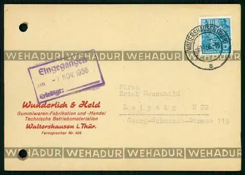7x Karte - Hauschild Gummiwaren Leipzig 1956 - versendet an Firmen SN - ST - DDR