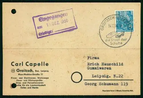 7x Karte - Hauschild Gummiwaren Leipzig 1956 - versendet an Firmen SN - ST - DDR