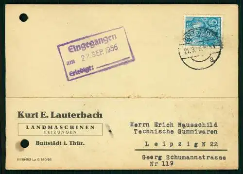 7x Karte - Hauschild Gummiwaren Leipzig 1956 - versendet an Firmen SN - ST - DDR
