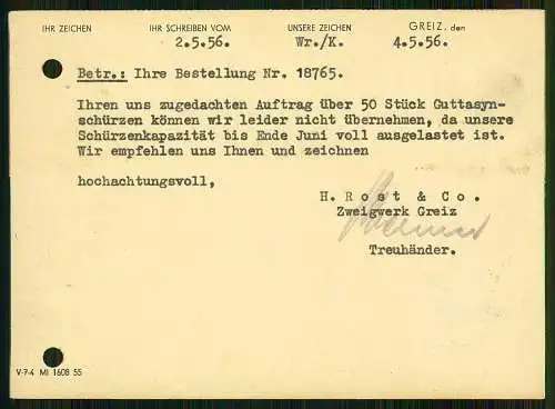 7x Karte - Hauschild Gummiwaren Leipzig 1956 - versendet an Firmen SN - ST - DDR