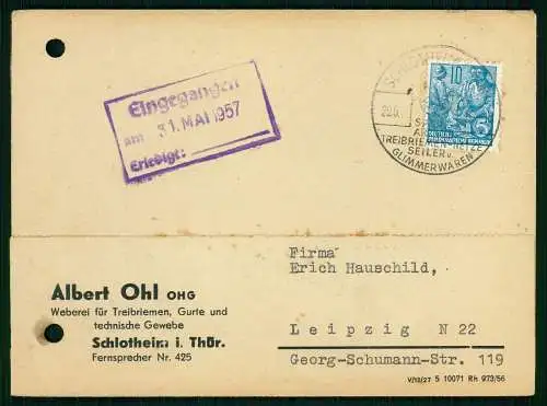 7x Karte - Hauschild Gummiwaren Leipzig 1956 - versendet an Firmen SN - ST - DDR