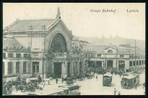 5x AK - Liège Lüttich Wallonien - Bahnhof Straßenbahn Theater u.a. - 1905-10