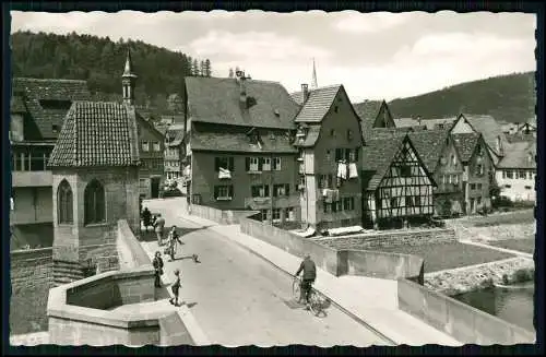 Echt Foto AK - Calw im Nordschwarzwald - Nikolaus-Kirche mit alte Brücke