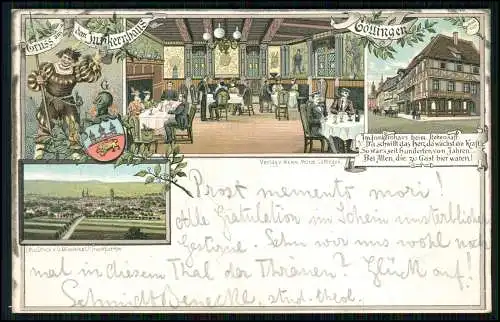 AK - Lithographie Göttingen - Gasthof Junkernhaus Wappen - 1897 gelaufen